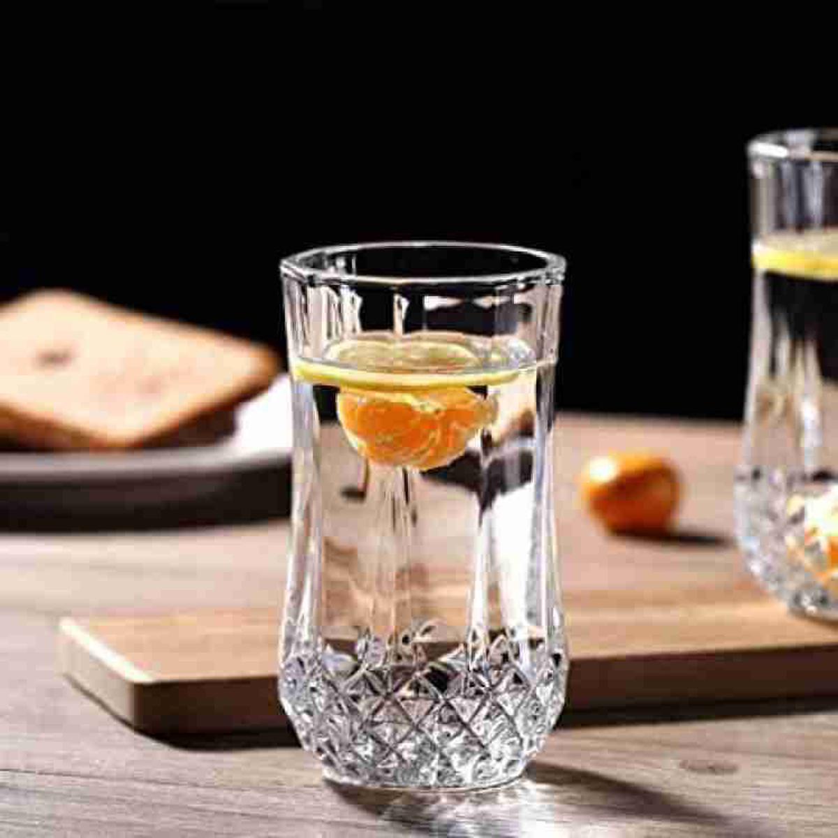 Picture of Juice ,Water , Drinking Glass, Crystal Diamond Design, Transparent, 310ml, (Set of 6) (Diamond Design).