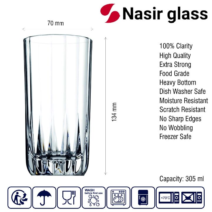 Picture of Antalya Glass Water/Juice Tumbler - Transparent Tumbler For Serving Beverages - Set Of 6 Pieces 305Ml Each