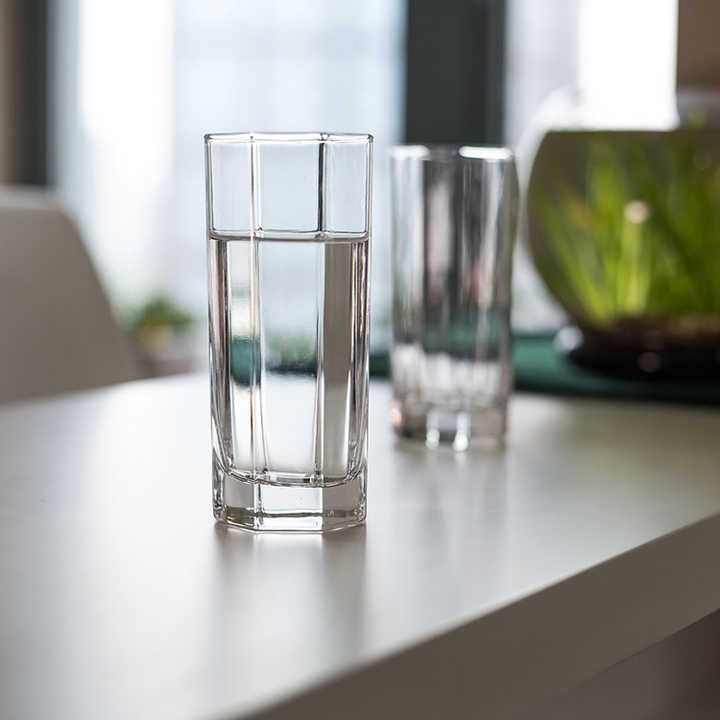 Picture of Water Glass Set for Dining Table Juice Glass Heavy Base Tall Bar Glass - Drinking Glasses for Water, Juice, Beer, Wine, and Cocktails 295ml,