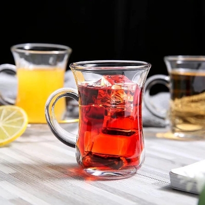 Picture of Highly Vital - Turkish Tea Glass Set of 6 with Handle 150ml Glass Tea/Coffee Cup. - Kitchen & Dining - Modern and Trendy