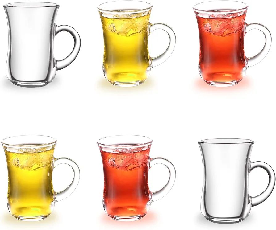 Picture of Highly Vital - Turkish Tea Glass Set of 6 with Handle 150ml Glass Tea/Coffee Cup. - Kitchen & Dining - Modern and Trendy