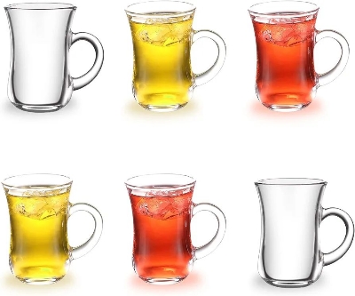 Picture of Highly Vital - Turkish Tea Glass Set of 6 with Handle 150ml Glass Tea/Coffee Cup. - Kitchen & Dining - Modern and Trendy