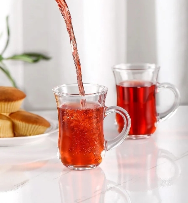 Picture of Highly Vital - Turkish Tea Glass Set of 6 with Handle 150ml Glass Tea/Coffee Cup. - Kitchen & Dining - Modern and Trendy