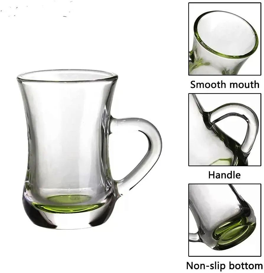 Picture of Highly Vital - Turkish Tea Glass Set of 6 with Handle 150ml Glass Tea/Coffee Cup. - Kitchen & Dining - Modern and Trendy