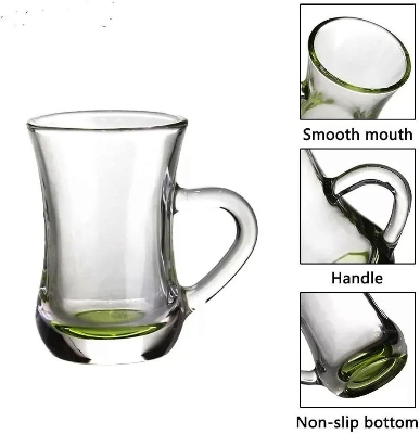 Picture of Highly Vital - Turkish Tea Glass Set of 6 with Handle 150ml Glass Tea/Coffee Cup. - Kitchen & Dining - Modern and Trendy