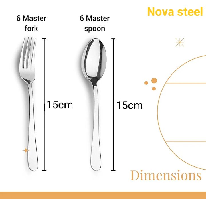 Picture of (Set of 12) 6 Stainless Steel Spoons & 6 Forks, 100% Food Grade Cutlery Set,