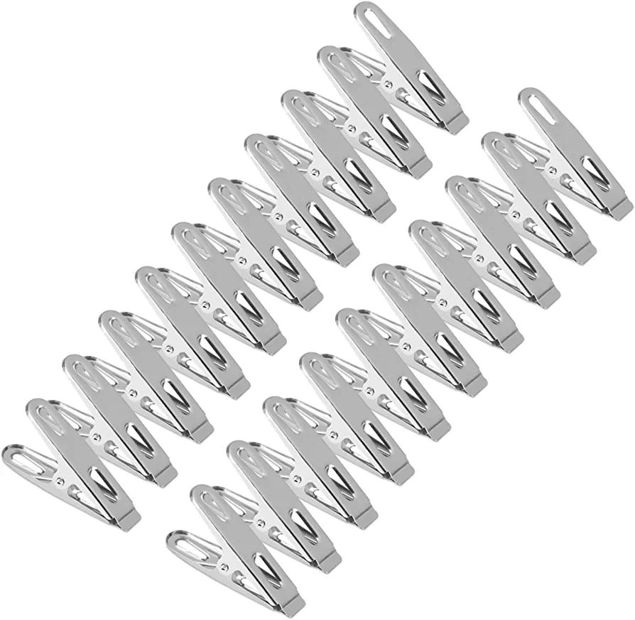 Picture of Stainless Steel Clothespins, Universal Household Durable Metal Flat Mouth Clothespins Peg Clamp, Suitable for Laundry Use and Home Use
.