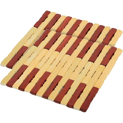 Picture of Square Bamboo Coasters for Home Set of 6 Pan Pot Holder Heat Insulation Pad (Brown)