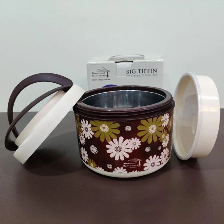 Picture of Lunch Box Stainless Steel Tiffin Hotpot, 900 ml, Inside Steel Tiffin Box.