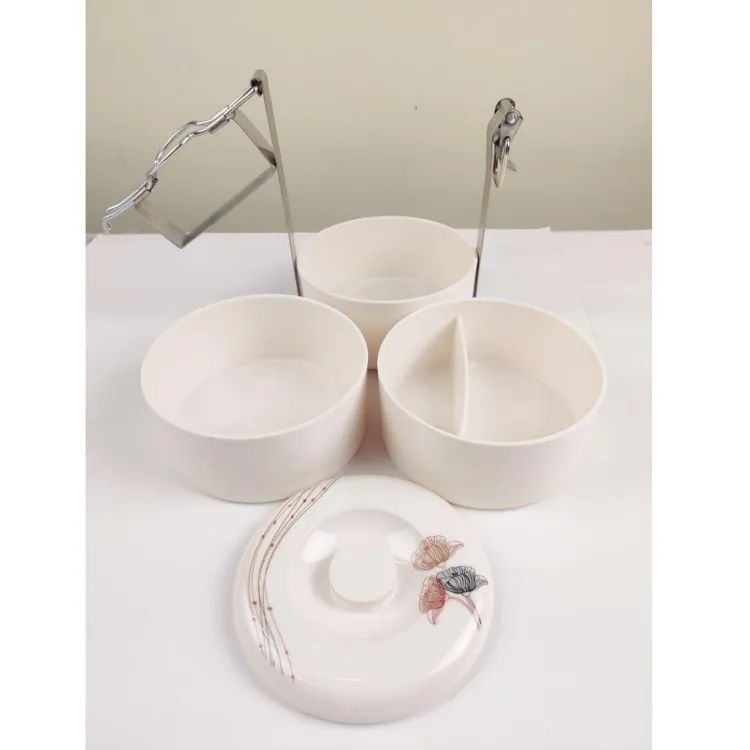 Picture of Melamine Round Tiffin Career 3 Bati , Diamond Melamine Tiffin Career.