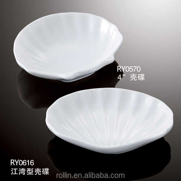 Picture of 6pcs White Porcelain Shell Dish Multipurpose Ceramic Appetizer Plates Dinner Dessert Salad Plates Elegant Serving Dish 4 Inch.