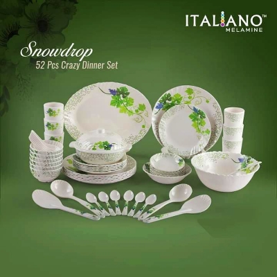 Picture of Italiano Melamine Snodrop 52 Piece Crazie Dinner Set - Different Colors - Elevate Your Dining Experience - Easy To Use and Clean