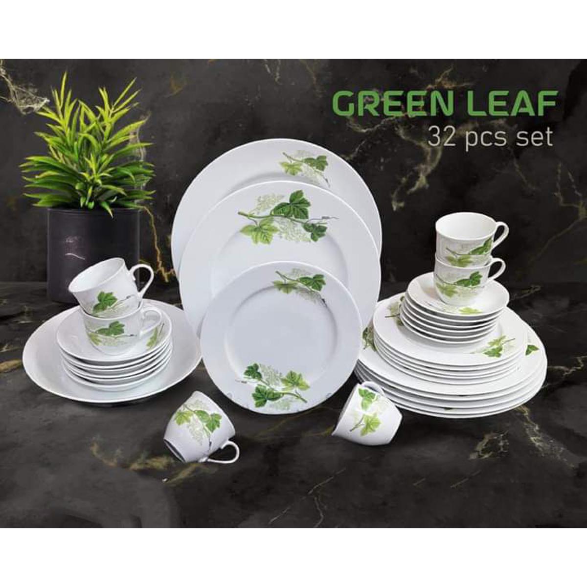 Picture of সবুজ পাতা সিরামিক ডিনার সেট, 32 পিস ডিনার সেট। - dinner set