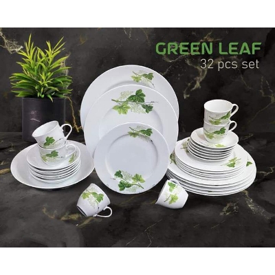 Picture of সবুজ পাতা সিরামিক ডিনার সেট, 32 পিস ডিনার সেট। - dinner set