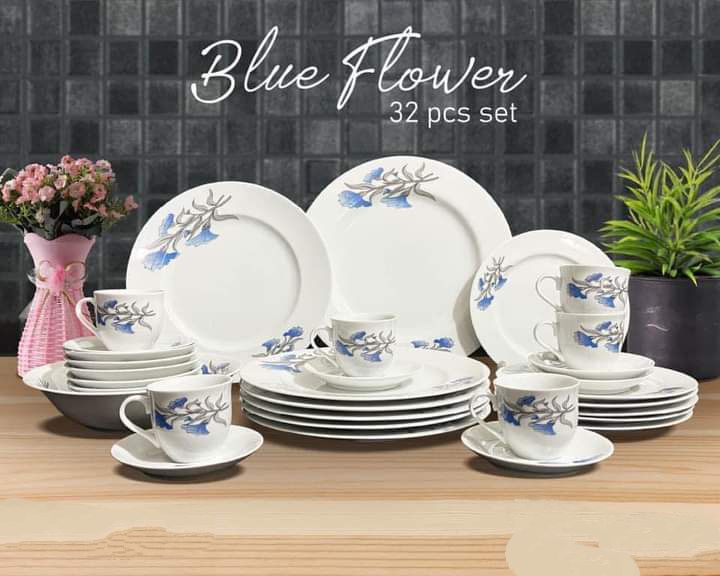 Picture of Newfangled - নীল ফুল 32 পিস সিরামিক ডিনার সেট। টেবিলওয়্যার সেট - dinner set - Kitchen & Dining - Modern and Trendy- Vibes