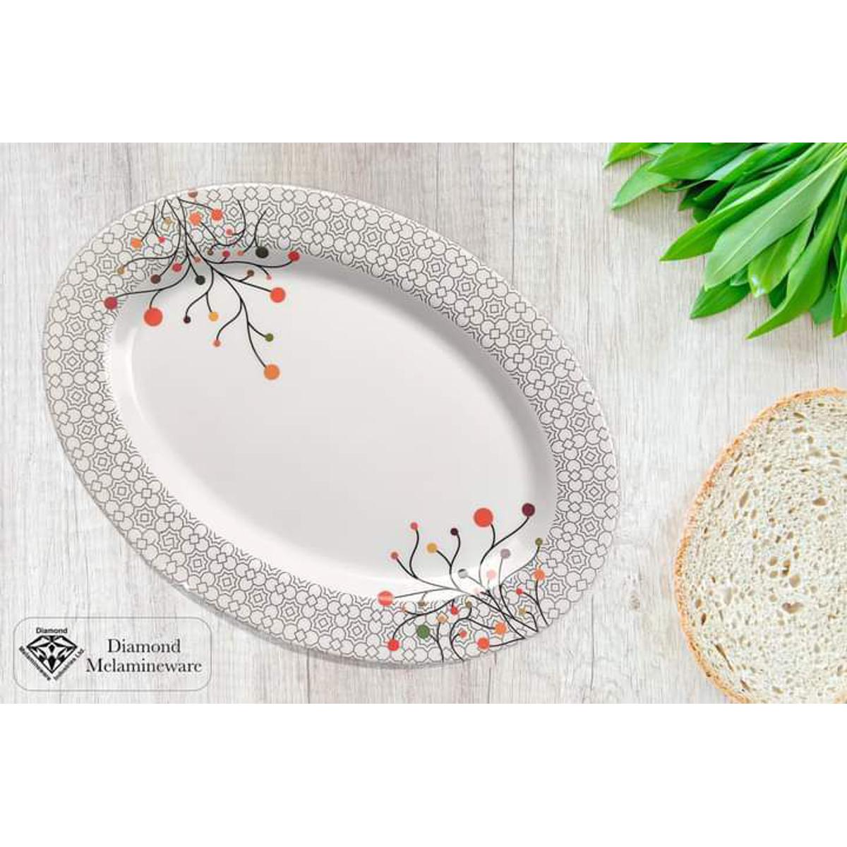 Picture of 16" Rice Dish Oval Diamond Melamine(Multicolor) 1Pc.