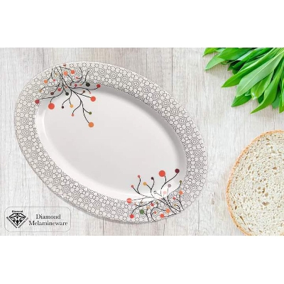 Picture of 16" Rice Dish Oval Diamond Melamine(Multicolor) 1Pc.
