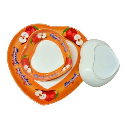 Picture of Heart Shape Melamine Firni Bowls, Small Snack Dessert Dishes, Salad Plates, Sauce pot 7pcs set.