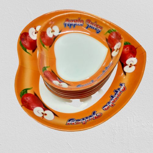 Picture of Heart Shape Melamine Firni Bowls, Small Snack Dessert Dishes, Salad Plates, Sauce pot 7pcs set.
