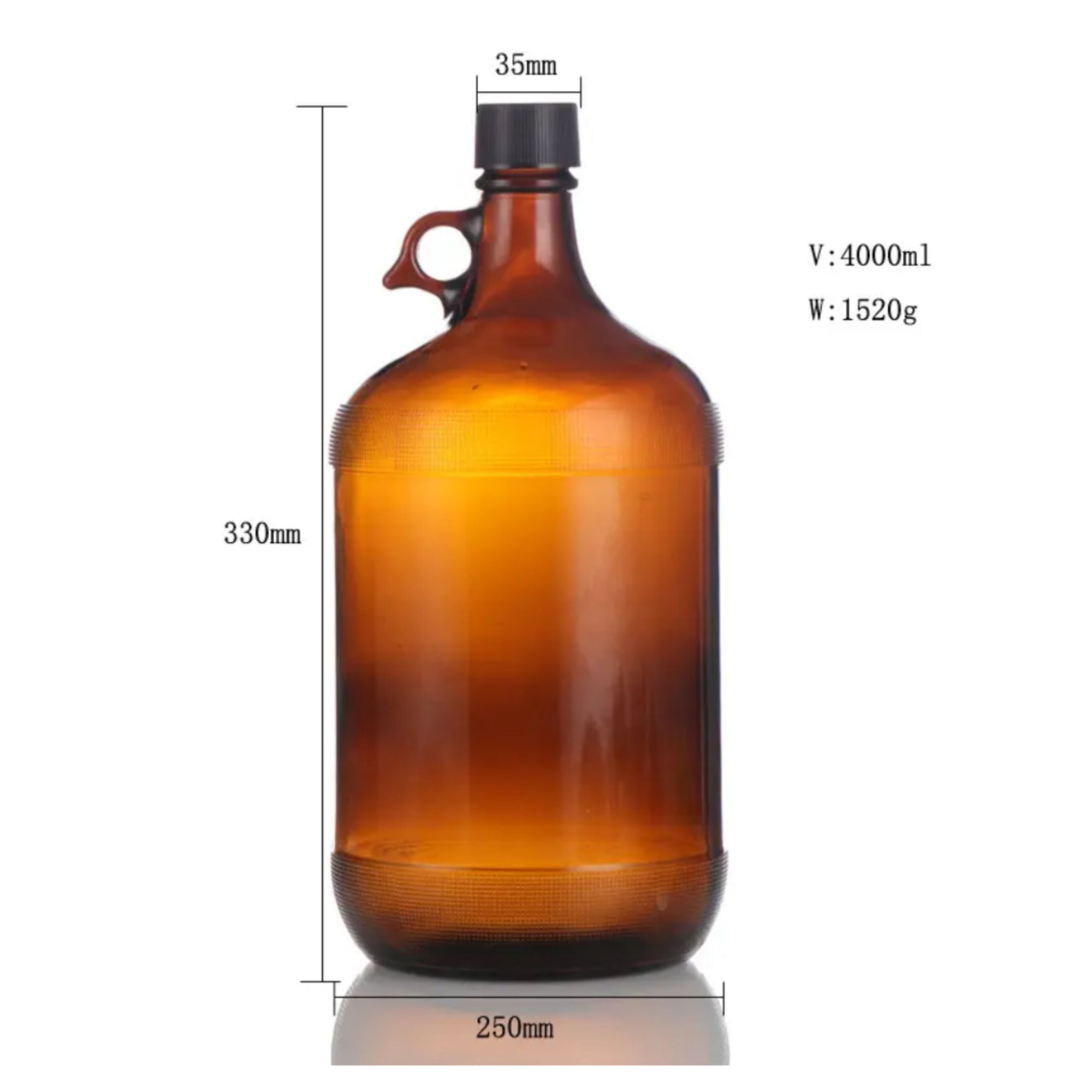 Picture of 4 Liter Amber Water Bottle with Handle for Organic Oil, Milk, Juice, Honey,Ghee & Decoration.