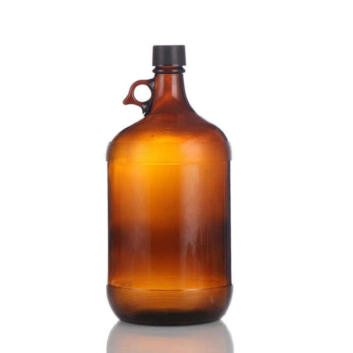 Picture of 4 Liter Amber Water Bottle with Handle for Organic Oil, Milk, Juice, Honey,Ghee & Decoration.
