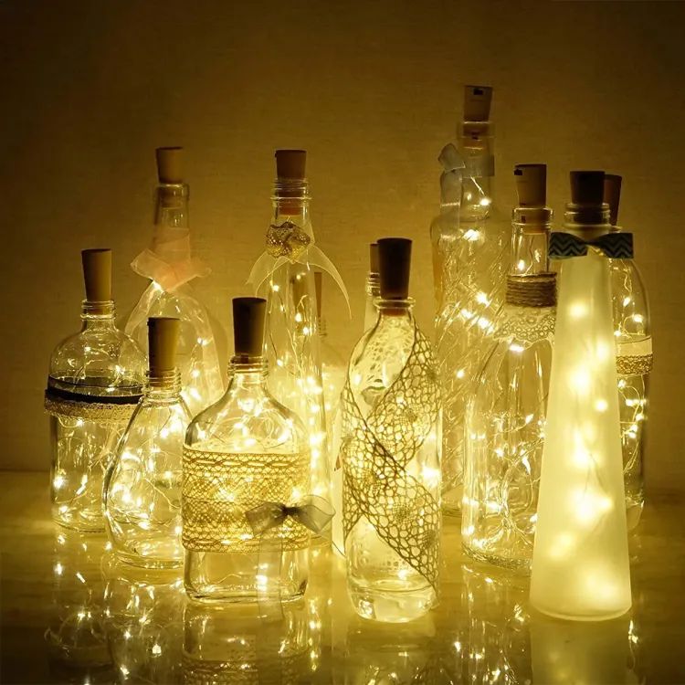 Picture of 20 Led Bottle Cork Lights With Bottle Copper Wire String Lights 2M Battery Powered, 1 Unit,2 meters