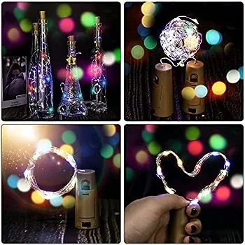 Picture of 20 Led Bottle Cork Lights With Bottle Copper Wire String Lights 2M Battery Powered, 1 Unit,2 meters