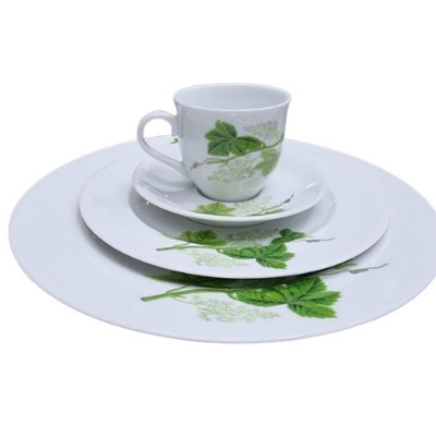 Picture of Newfangled - 52 Pcs Ceramic Dinner set Green leaf .