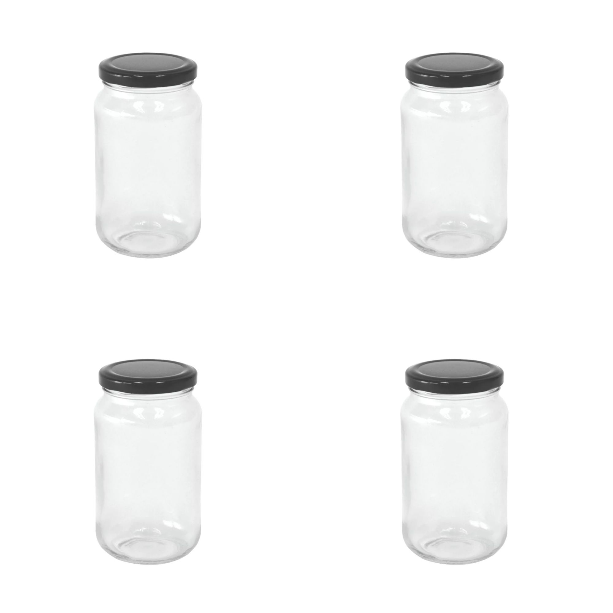 Picture of 500g honey jar ,Clear Round Glass Jar & Black Lid4 pcs set.