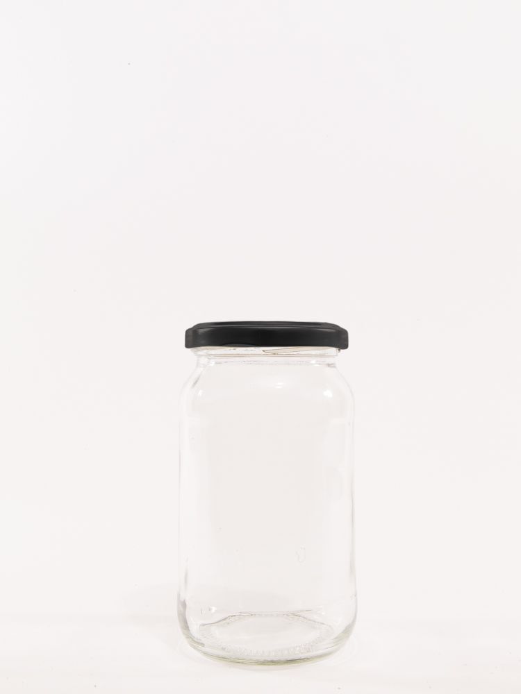 Picture of 500g honey jar ,Clear Round Glass Jar & Black Lid4 pcs set.