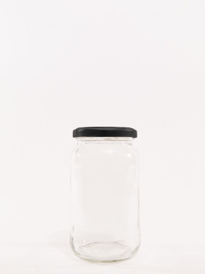 Picture of 500g honey jar ,Clear Round Glass Jar & Black Lid4 pcs set.