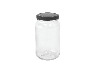 Picture of 500g honey jar ,Clear Round Glass Jar & Black Lid4 pcs set.