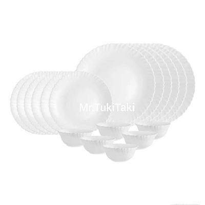 Picture of Italiano White Opalware Dazzle Plain White Dinner Set (Set Of 18)