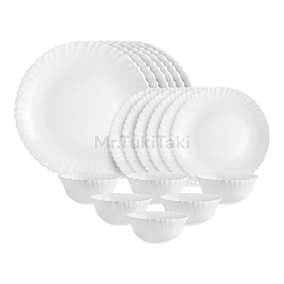 Picture of Italiano White Opalware Dazzle Plain White Dinner Set (Set Of 18)