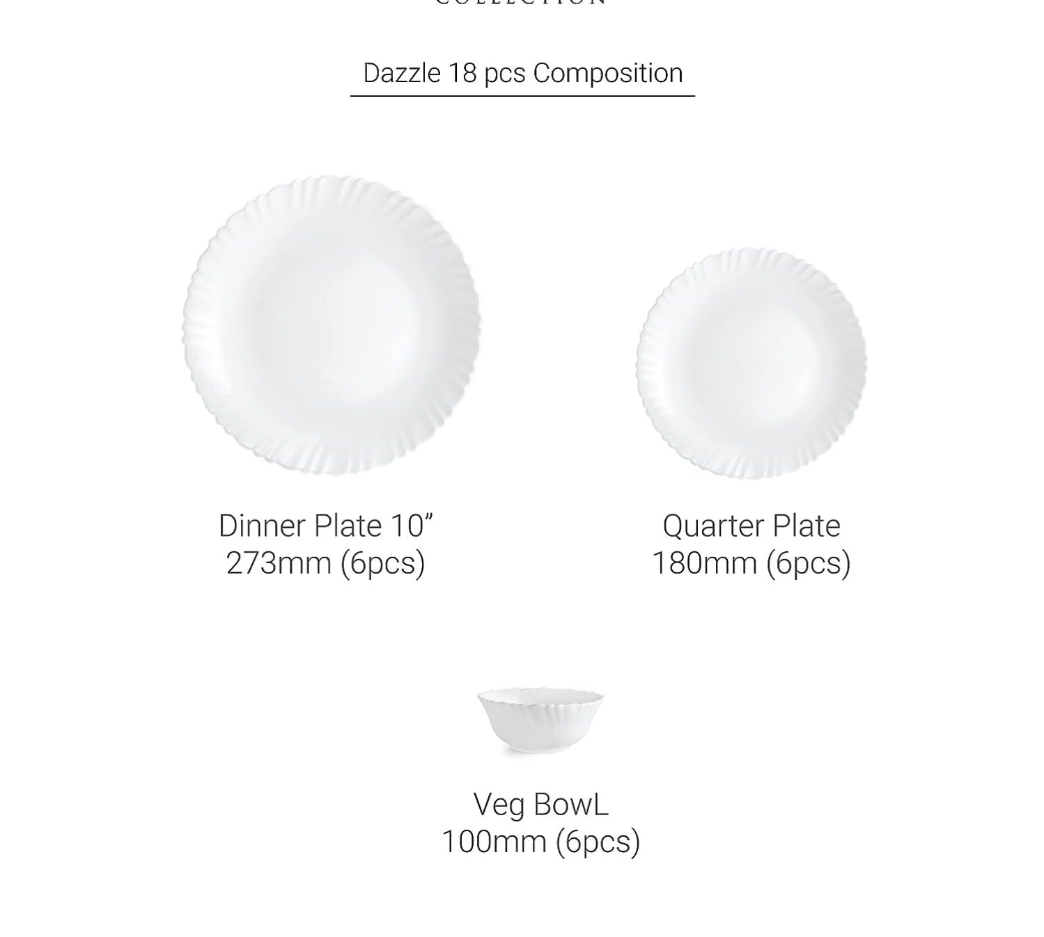 Picture of Italiano White Opalware Dazzle Plain White Dinner Set (Set Of 18)
