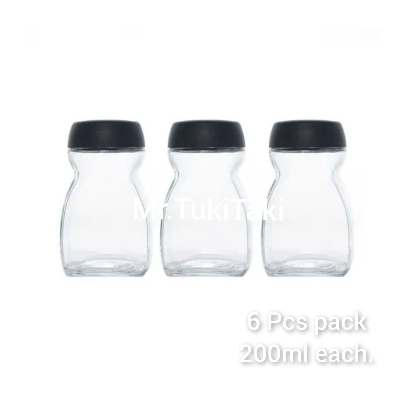 Picture of Used Empty Glass Jar With Black Plastic Lid(50gm/200ml) For Spice Coffee Tea Sugar Storage Glass Jar 6 Pcs.