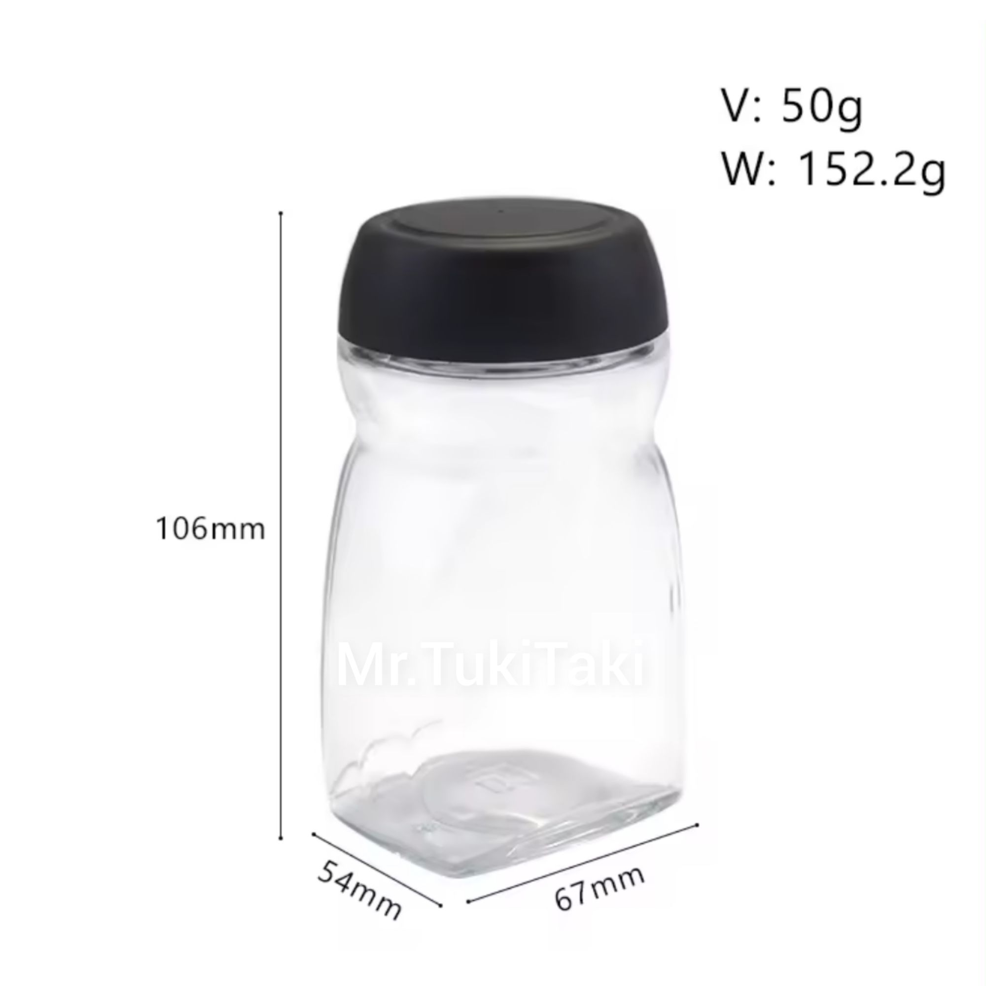 Picture of Used Empty Glass Jar With Black Plastic Lid(50gm/200ml) For Spice Coffee Tea Sugar Storage Glass Jar 6 Pcs.