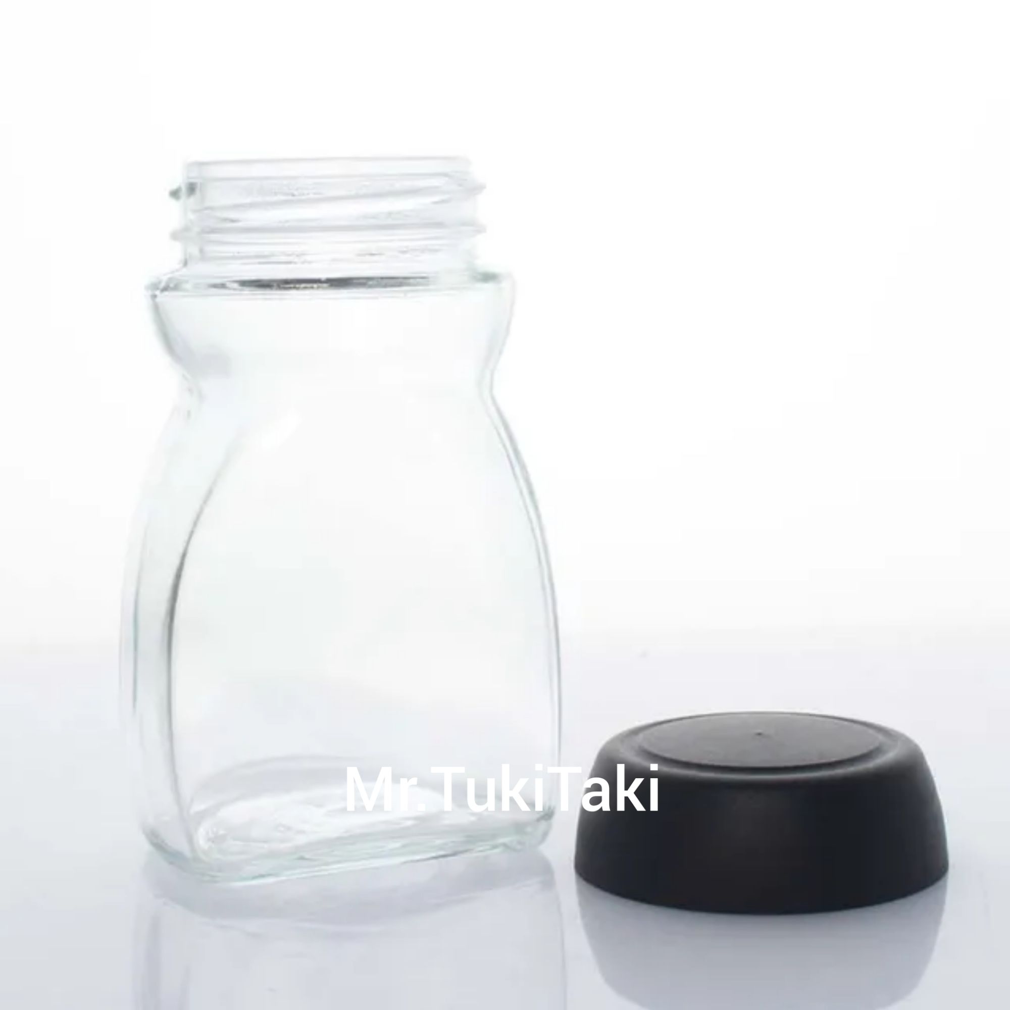 Picture of Used Empty Glass Jar With Black Plastic Lid(50gm/200ml) For Spice Coffee Tea Sugar Storage Glass Jar 6 Pcs.