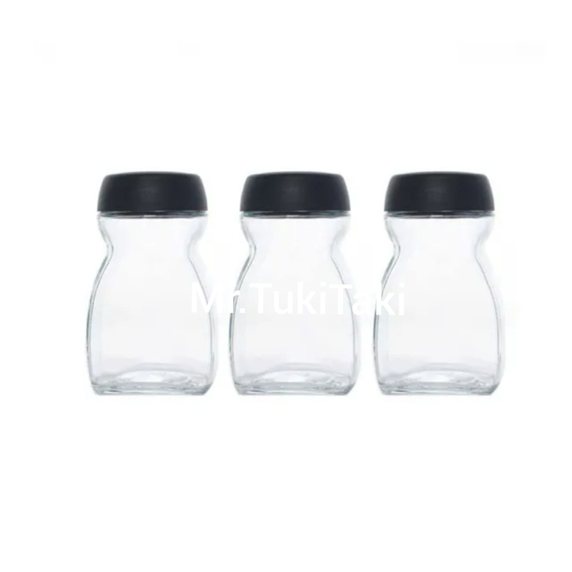 Picture of Used Empty Glass Jar With Black Plastic Lid(50gm/200ml) For Spice Coffee Tea Sugar Storage Glass Jar 6 Pcs.