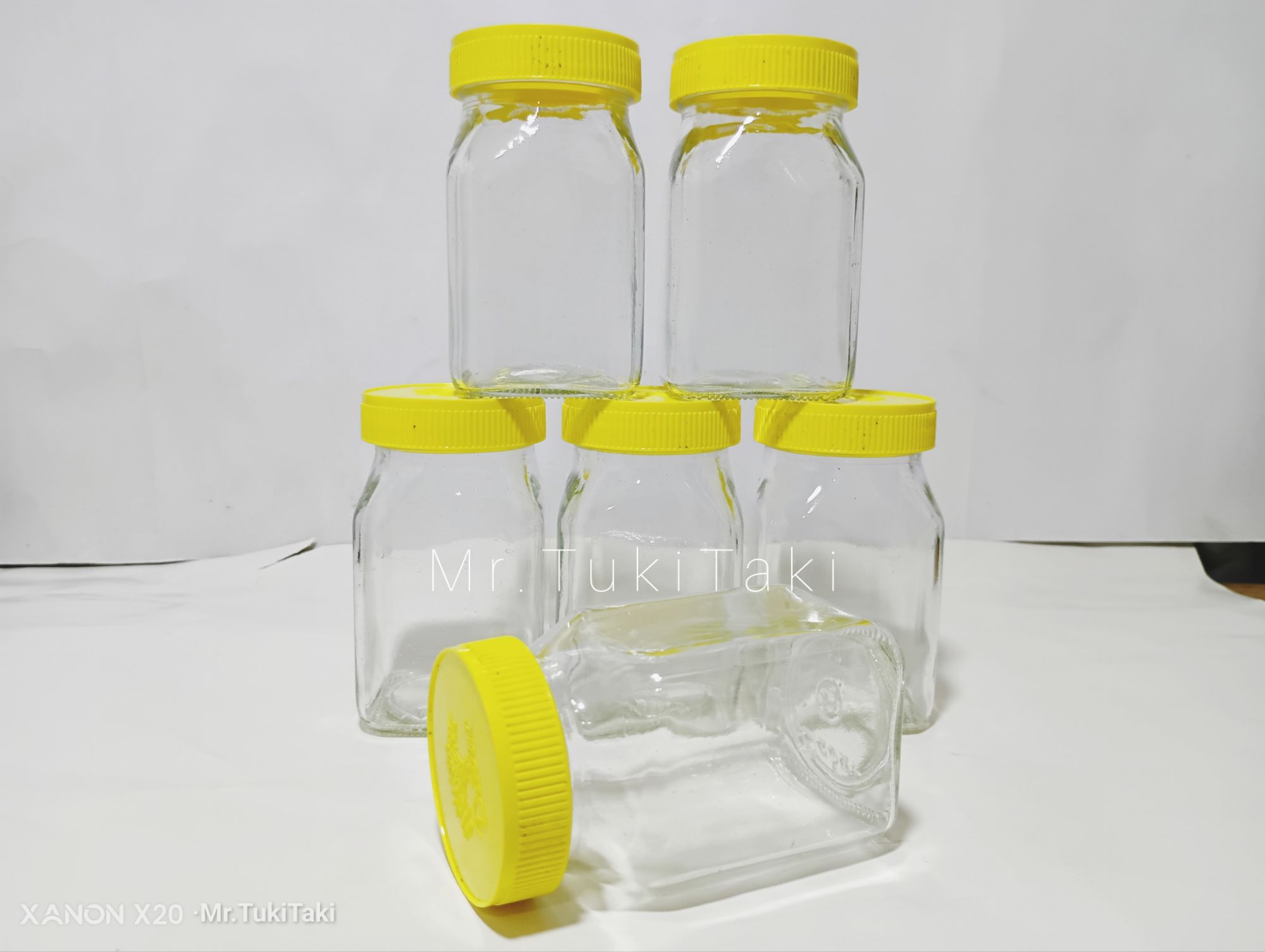 Picture of 6 Pcs Used GLASS JAR EMPTY HONEY JARS WITH Plastic CAP 100gm.