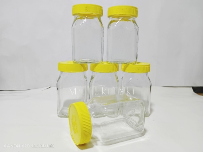 Picture of 6 Pcs Used GLASS JAR EMPTY HONEY JARS WITH Plastic CAP 100gm.
