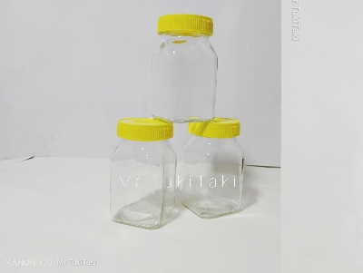 Picture of 6 Pcs Used GLASS JAR EMPTY HONEY JARS WITH Plastic CAP 100gm.