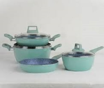 Picture of Prestiege 7 Pcs Induction Cookware Set For Superior Release -1Pc Casserol, 1Pc Fry pan, 1Pc Karai, 1Pc Milk pan and 3 lids Gift And Home Use