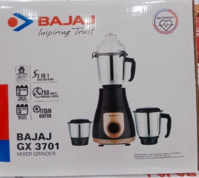 Picture of Bajaj GX 3701 750 Watts Mixer Grinder with 3 Jars (Black)