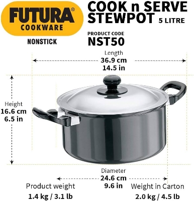 Picture of Hawkins Futura 5 Litre Stewpot With SS Lid NST50