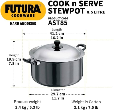 Picture of Hawkins Futura 8.5 Litre Stewpot SS Lid AST85
