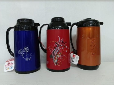 Picture of 1000ML/ 1 Litre Metal Body Vacuum Push Flask (Mixed color)