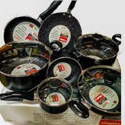 Picture of Prestiege Granite Coated 11 Pcs Induction Cookware Set For Superior Release. Perfect for Gift And Home Use.