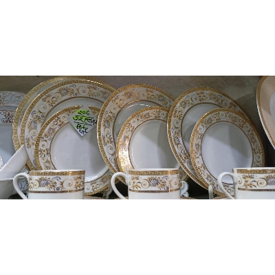 Picture of 32 pieces Ariane Brand dinner set for gift and home decoration- 6 Dinner Plates, 6 Half Plates, 1 Rice Dish, 1 Curry serving bowl, 6 Soup Bowl, 6+6 coffee cup + saucer.(Microwave and Dishwasher Safe)