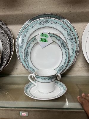 Picture of 32 pieces Ariane Brand dinner set for gift and home decoration- 6 Dinner Plates, 6 Half Plates, 1 Rice Dish, 1 Curry serving bowl, 6 Soup Bowl, 6+6 coffee cup + saucer.(Microwave and Dishwasher Safe)